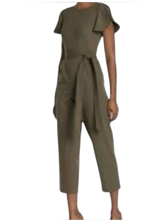Calvin Klein Pants - NEW Olive Green Cropped Belted Jumpsuit Sz 8
